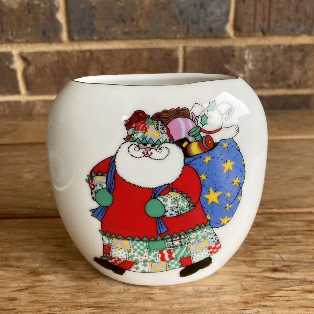 Otagiri Japan Shirley Delph Santa Claus with Quilt Outfit Vase